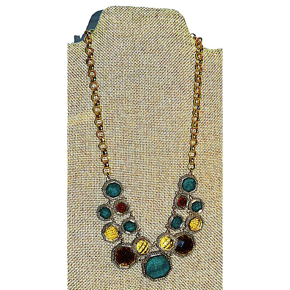 Vintage Napier Statement Necklace Multi-Color Faceted Geometric Resin Stones - Picture 3 of 3